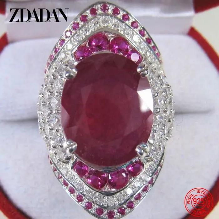 ZDADAN – bague en argent Sterling 925 avec rubis pour femmes