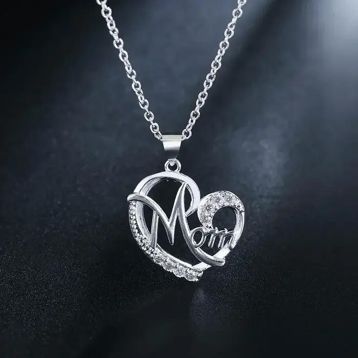 Cadeaux de fête des mères chauds 925 breloque en argent Sterling élégant maman AAA Zircon coeur pendentif collier pour femmes marques de mode bijoux