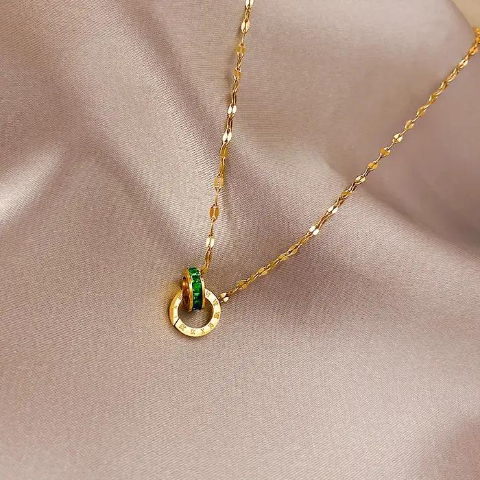 Collier en or jaune 18 carats pour femme avec pendentif unique cadeau d'engagement mariage fiançailles anniversaire utilisation quotidienne