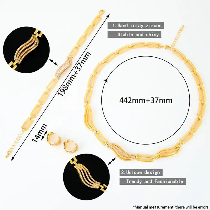 Ensemble de bijoux en zircone italienne plaqué or 21 carats