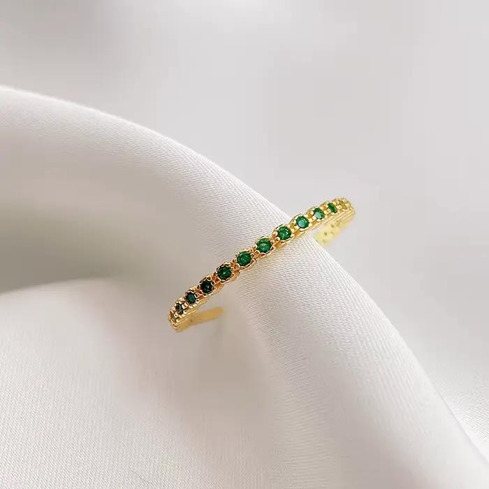 Bague en argent Sterling 925 et Zircon vert pour femme