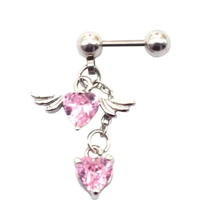 Boucles d'oreilles en forme d'aile d'ange en forme de cœur