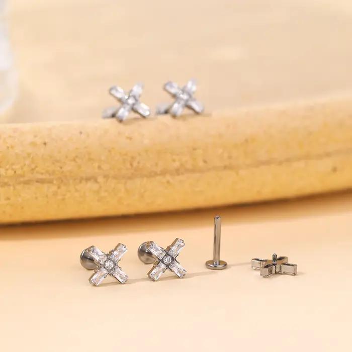 Boucles d'oreilles en titane et Zircon pour femmes