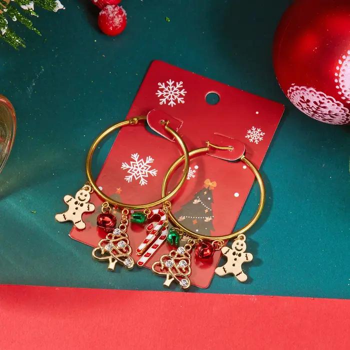 Boucles d'oreilles à pampilles de noël pour femmes