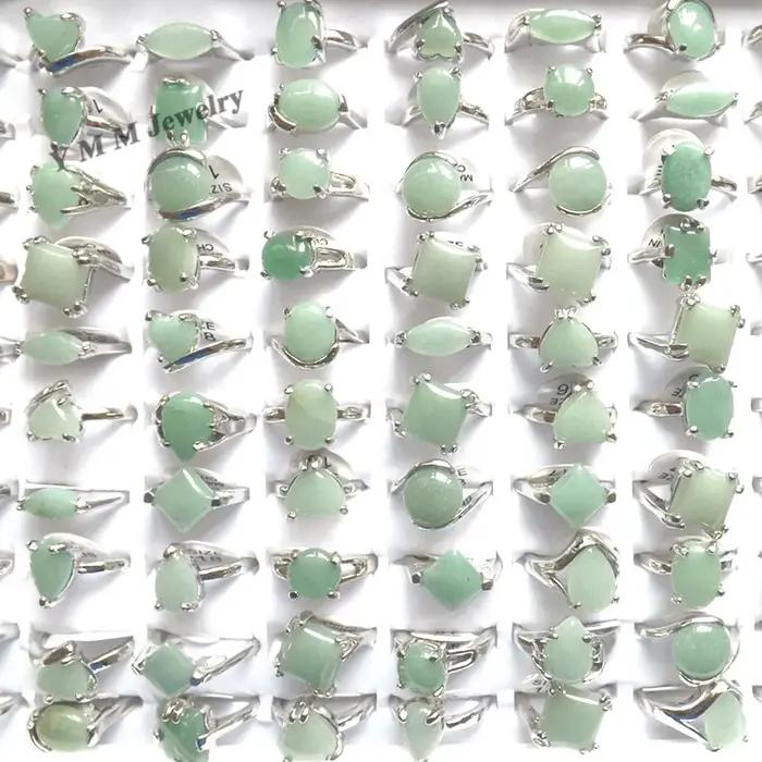 Bagues en pierre d'aventurine verte naturelle pour femmes