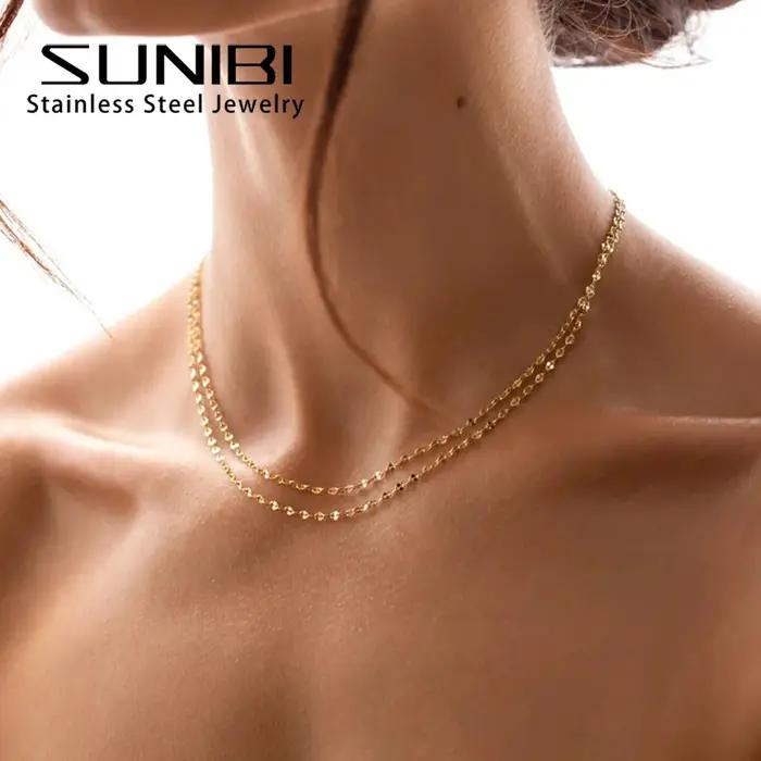 Collier multicouche SUNIBI torsadé en acier inoxydable plaqué PVD pour femmes occasions spéciales élégance moderne style unique DIY