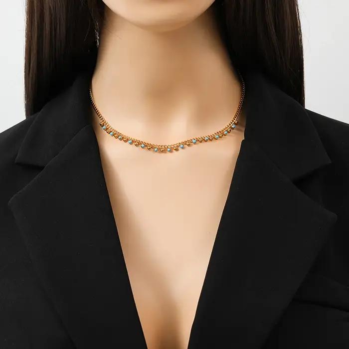 Ensemble de bijoux EILIECK 316L acier inoxydable bleu perlé à la mode pour femmes et filles pour des occasions spéciales comme les mariages, anniversaires et banquets