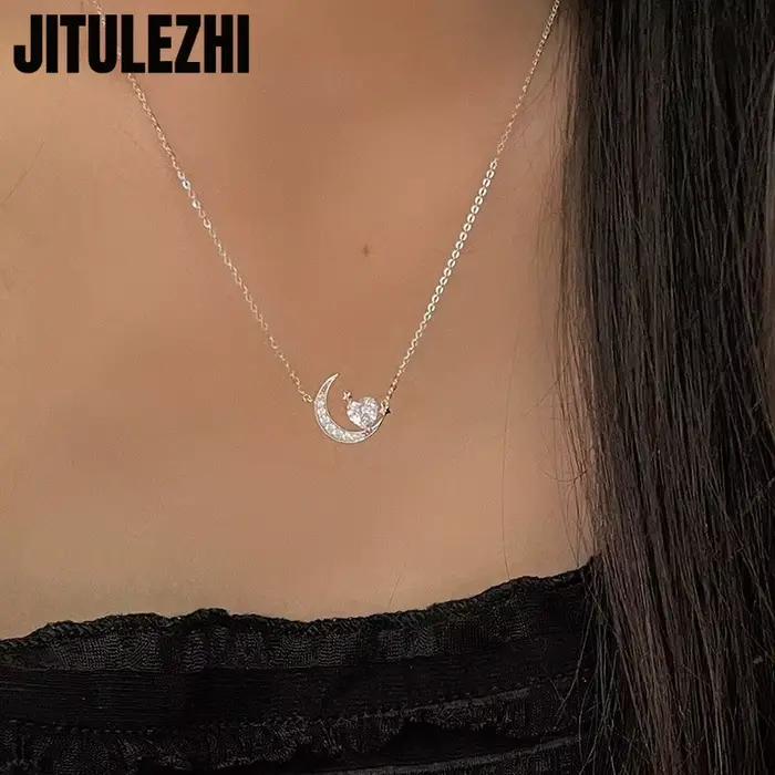 Collier pendentif en argent Sterling 925 avec forme de cœur et zirconium scintillant pour femmes occasions spéciales elegance fantaisie bijoux de luxe