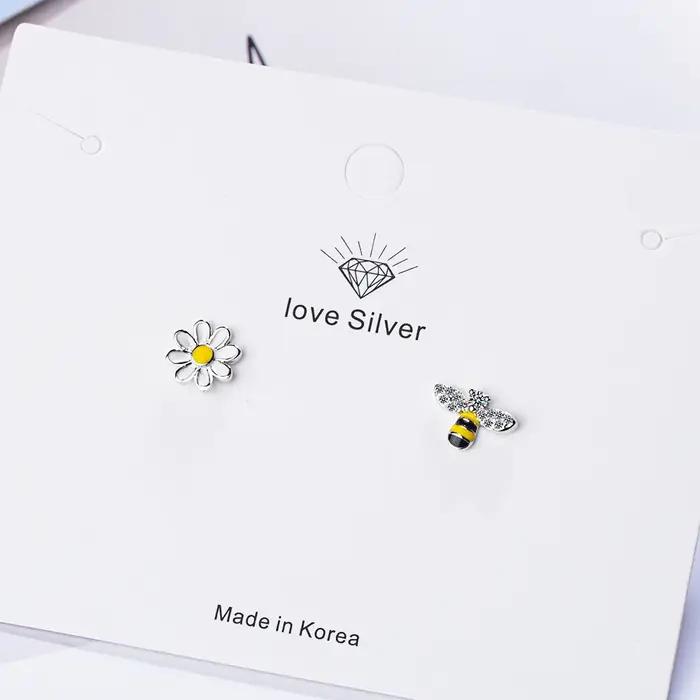 Boucles d'oreilles abeille en argent Sterling 925 pour femmes