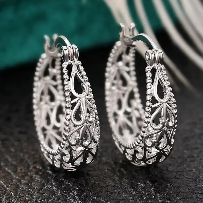 Huitan – boucles d'oreilles créoles au Design ajouré pour femme