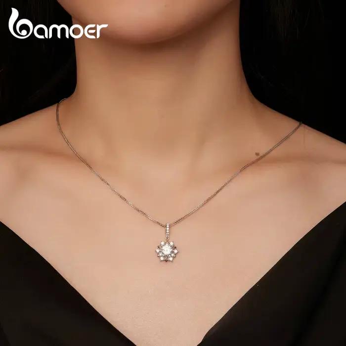 Bamoer 1 Carat réel Moissanite étoile pendentif collier pour les femmes 925 en argent Sterling fête de mariage mariée bijoux fins