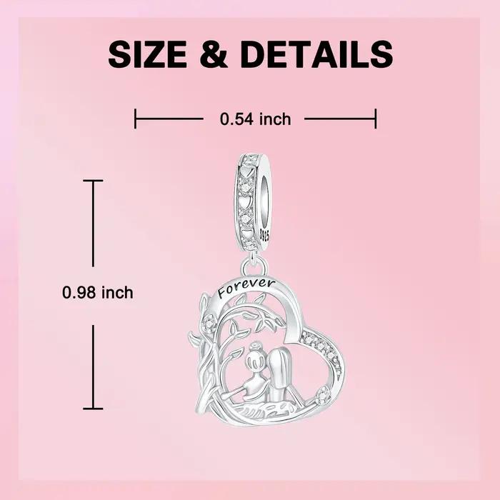 Breloques d'amour en argent sterling 925 pour mère