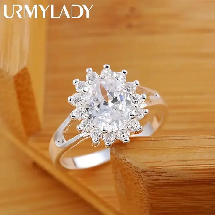 Marques populaires 925 en argent Sterling cristal fleur moissanite diamant anneaux pour les femmes m