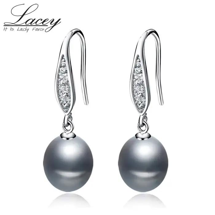 Boucles d'oreilles en perles noires naturelles en argent 925 pour femmes, élégantes et sophistiquées, idéales pour les occasions spéciales et les cadeaux personnalisés