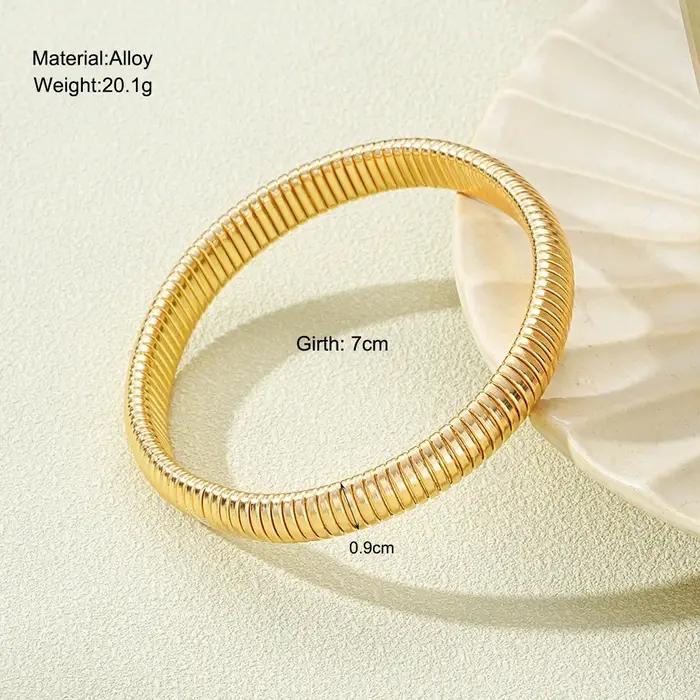 Bracelet élastique couleur or pour femmes Punk large et épais spirale en métal mode féminine bijoux de fête accessoire cadeau