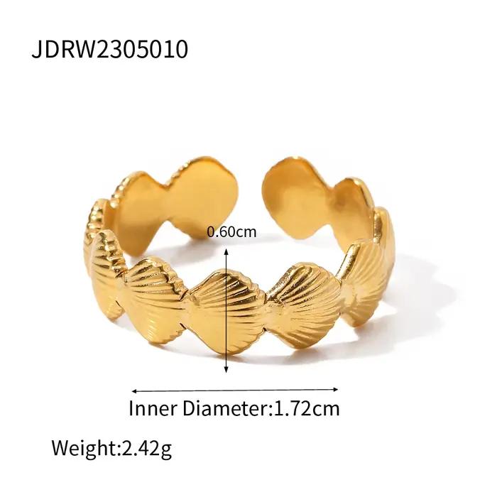 Uworld Top qualité géométrique large bague en acier inoxydable 18K couleur or étanche mode minimaliste déclaration charme bijoux femmes