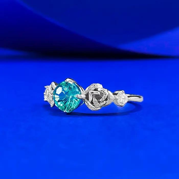Wong Rain – bague de fiançailles ronde en argent Sterling 925