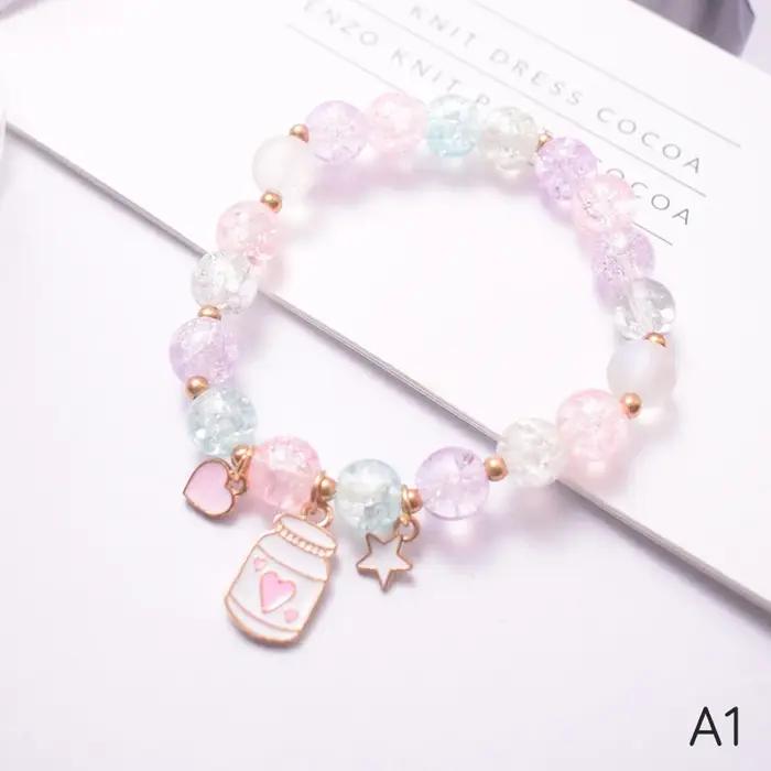 Bracelet en verre de perles de pop-corn pour filles