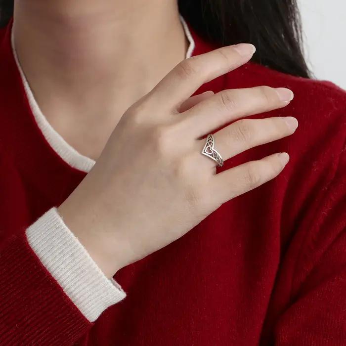 Cazador-Bagues coeurs creux esthétiques pour femmes et filles