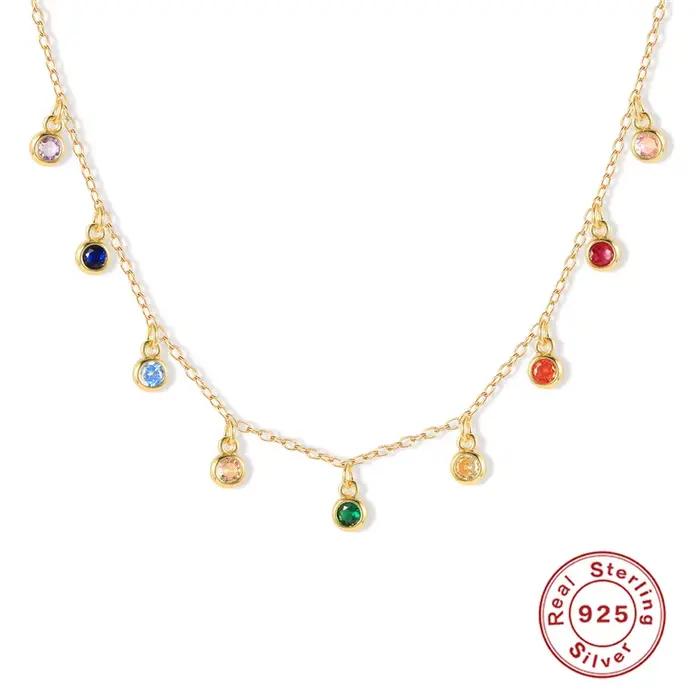 BOAKO Plata De Ley 925 collier pour femmes 2021 Bijoux sur le cou chaîne 12 couleurs pierres tour de