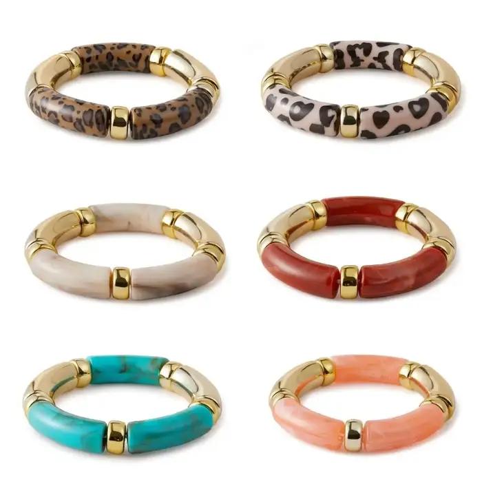 Bracelets léopard Vintage en acrylique