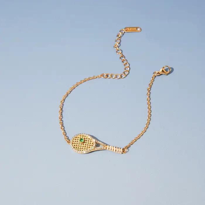 Bracelet chaîne de raquette de tennis Zora Sporty Zircon pour femmes, plaqué or 18 carats, acier inoxydable, bijoux imperméables, cadeau