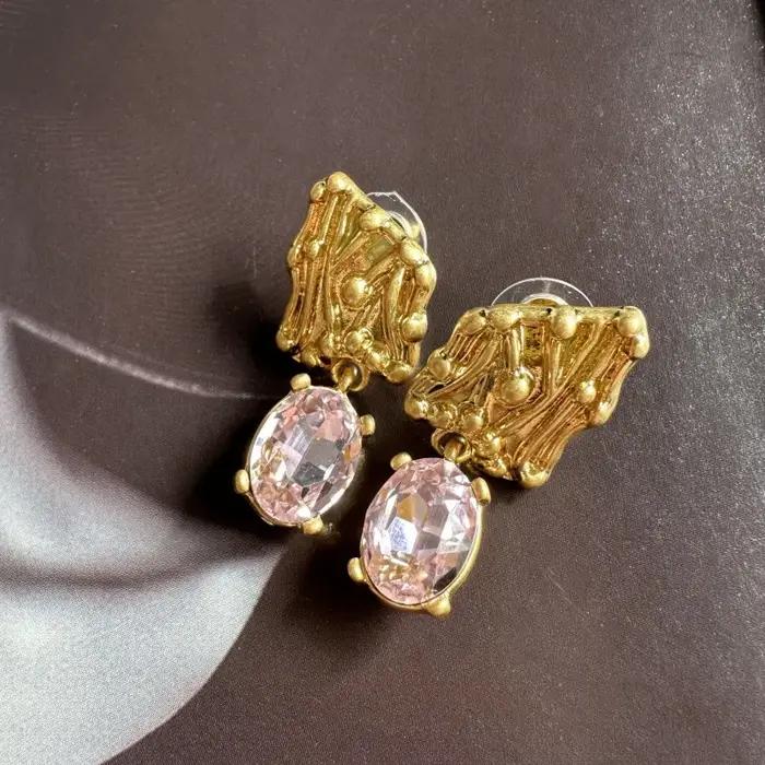 Boucles d'oreilles et collier créatifs multicolores en émail géométrique motif fleur de pavot pierres précieuses K9 haute qualité style européen américain pour femmes occassions spéciales