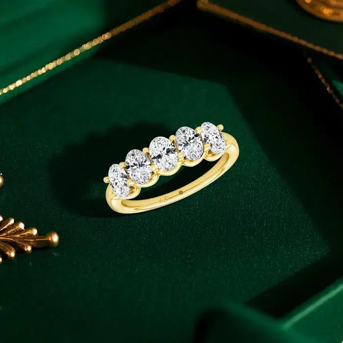 Bague de fiançailles en or jaune 14K sertie de Moissanite pour femmes, cadeau d'anniversaire, mariage, Noël, occasions spéciales