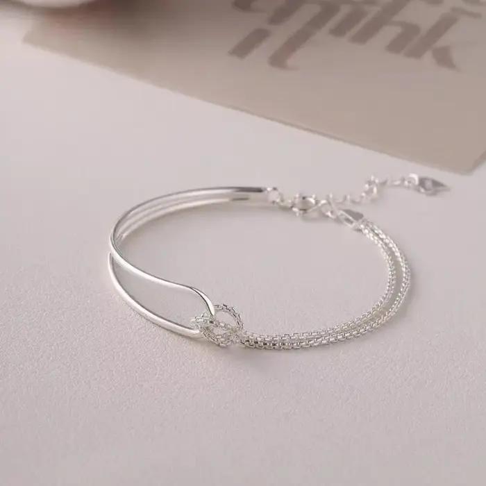 Bracelet minimaliste élégant pour femmes design géométrique double couche nouée chaîne fait main bijoux cadeaux occasions spéciales tracker humeur