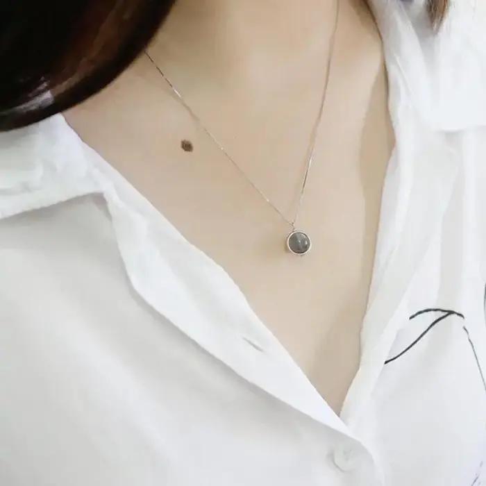 JOSimple-Collier avec Pendentif en Labrumen et Argent Sterling 925 group pour Femme