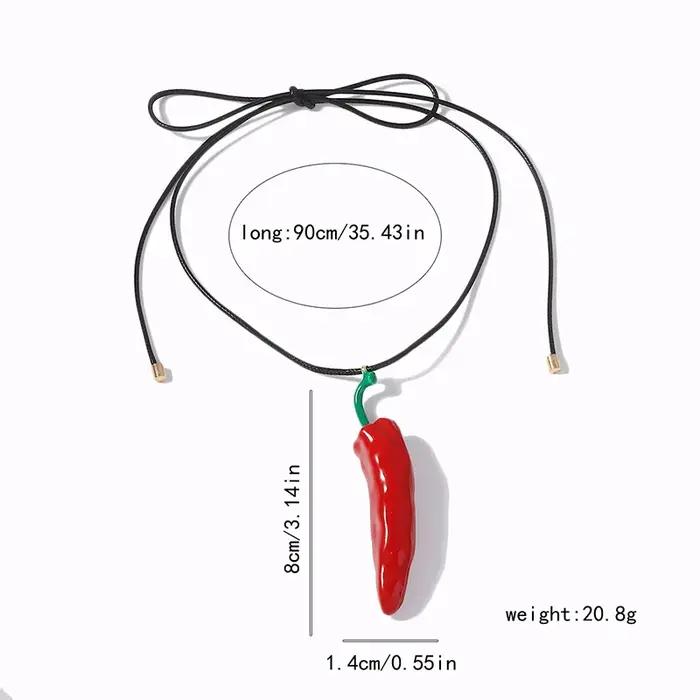 Collier pendentif Chili rouge en émail pour femmes