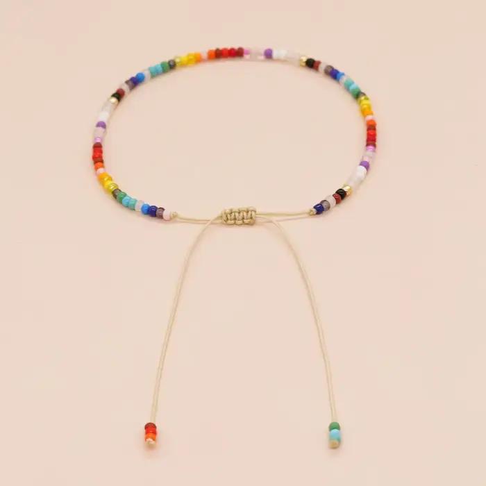 Bracelet de perles de verre arc-en-ciel style Boho fait à la main pour femmes et hommes occasions spéciales fantaisie chic harmonie de la terre