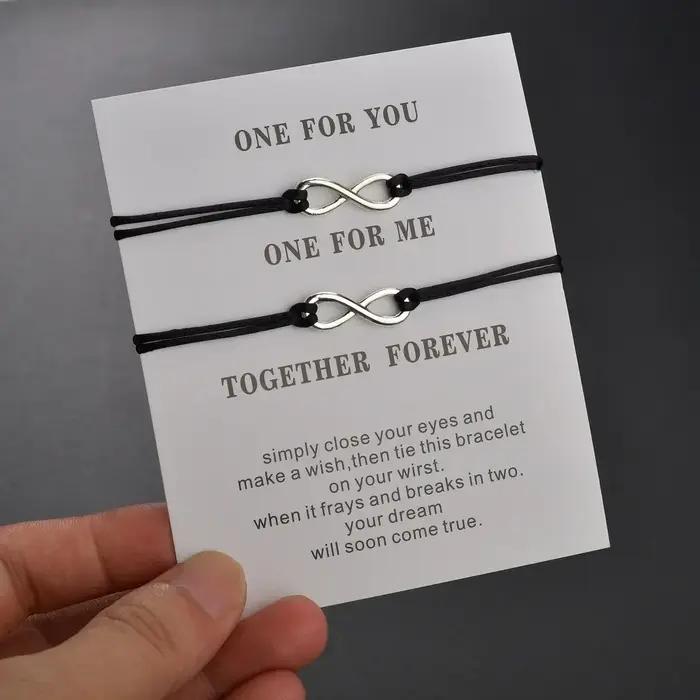 Bracelets de Couple en Résine Tissée à la Main, Géométriques, Réglables, Idéals pour Fiançailles et Mariages