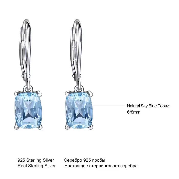 Boucles d'oreilles en argent Sterling 925 avec topaze bleu ciel, pierres précieuses élégantes, fête de fiançailles, mariage, bijoux fins pour femmes, cadeau, vente en gros