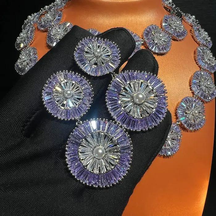 Ensemble de bijoux en pierres précieuses colorées pour femmes
