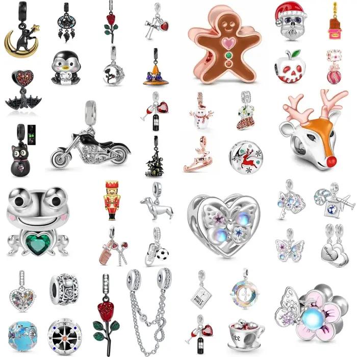 Pendentif breloque unique en argent 925 renne pomme chauve-souris grenouille pingouin pour femmes occasions spéciales bijoux diy