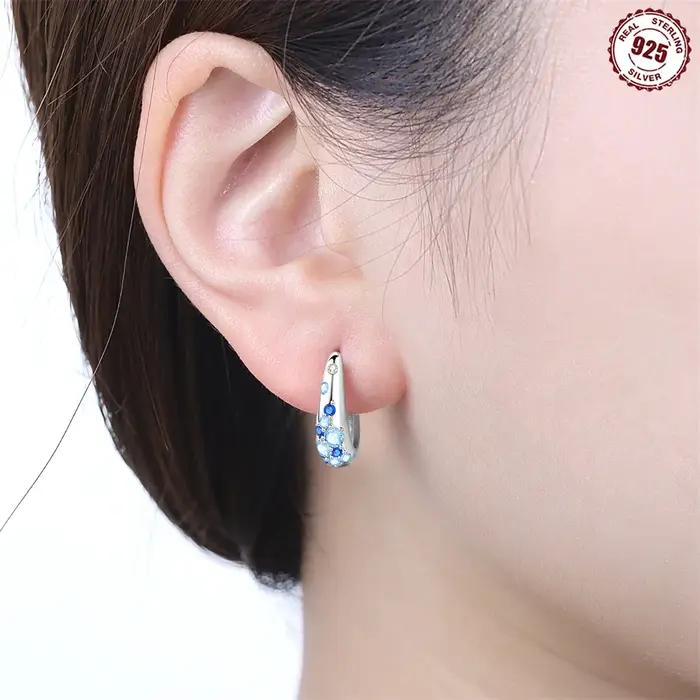 Boucles d'oreilles bleues dégradées en argent sterling OTE4149925