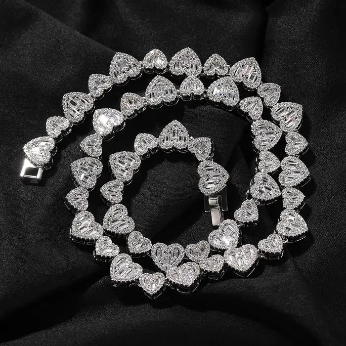 UWIN-Collier en Forme de Cœur de 10mm avec Incrustation de CZ, Ras du Cou Luxueux, Bijoux HipHop