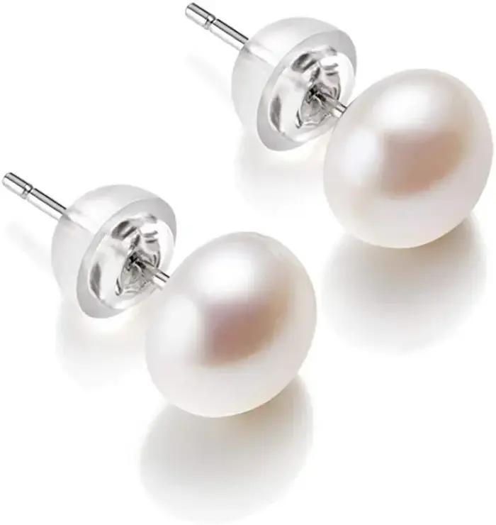 Boucles d'oreilles en perles d'eau douce naturelles pour femmes, en argent Sterling 925 véritable, p