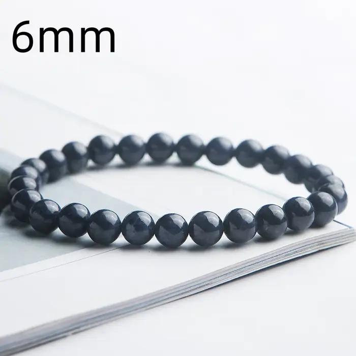 Bracelet en saphir bleu naturel pour femmes et hommes, grandes perles rondes, 12mm, 13mm, 14mm, 15mm