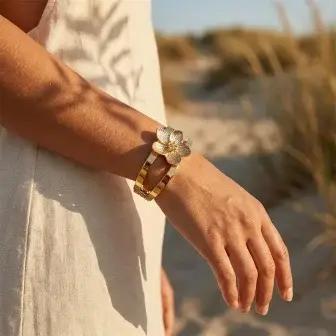Bracelet élégant et délicat en acier inoxydable doré