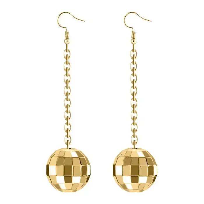 Boucles d'oreilles pendantes boule Disco rétro élégantes