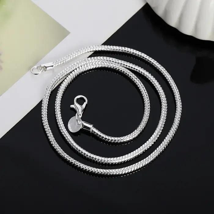 Collier chaîne serpent solide couleur argent 45-60cm