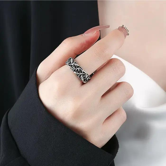 Bague Éternelle en Acier Inoxydable Style Punk Gothique Vintage Bague Ouverte pour Hommes Femmes Bijou Unisexe Fait Main Occasions Spéciales