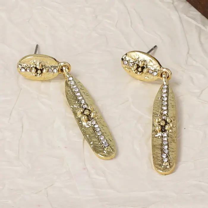 Nouvelles Boucles d'Oreilles Géométriques en Métal ZAA 2026 avec Strass Brillants pour Femme