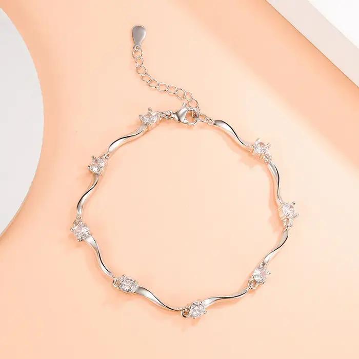 Bracelet rétro en argent Sterling 925 avec Zircon pour femmes