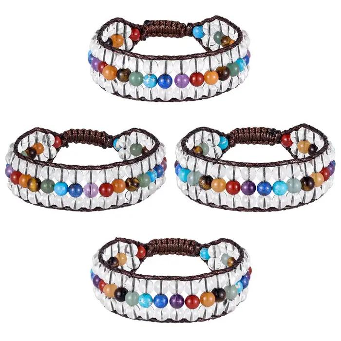 Bracelets multicouches en pierre de cristal naturel
