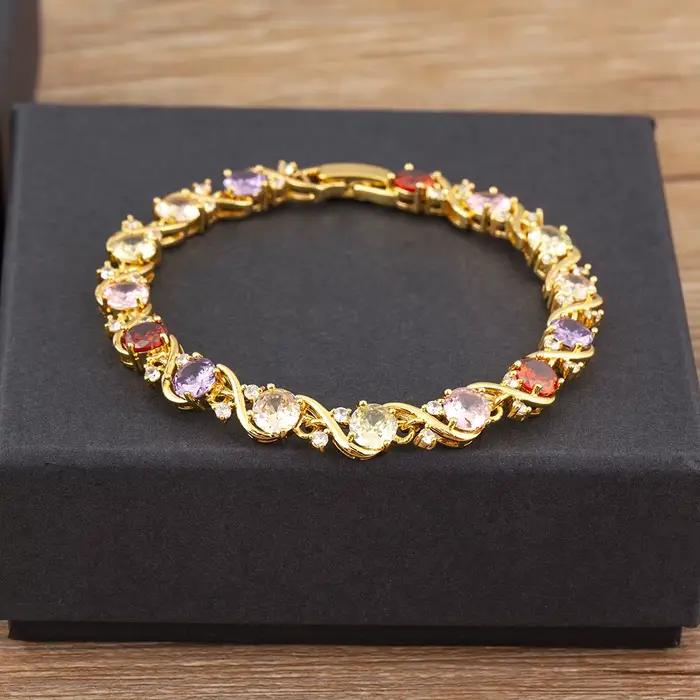 Nidin-Bracelets à breloques en cristal brillant pavé esthétique élégant pour femme
