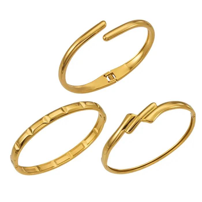 Bracelet en acier inoxydable 316L plaqué or 18 carats pour femmes classique avec finition lisse et multiple couleurs disponibles pour diverses occasions