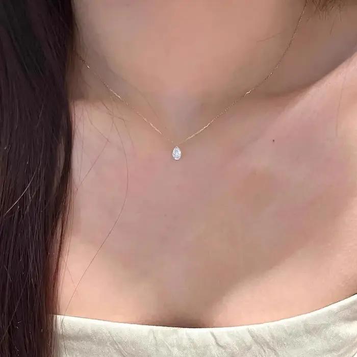 Collier pendentif goutte d'eau en zircon ANENJERY pour femme